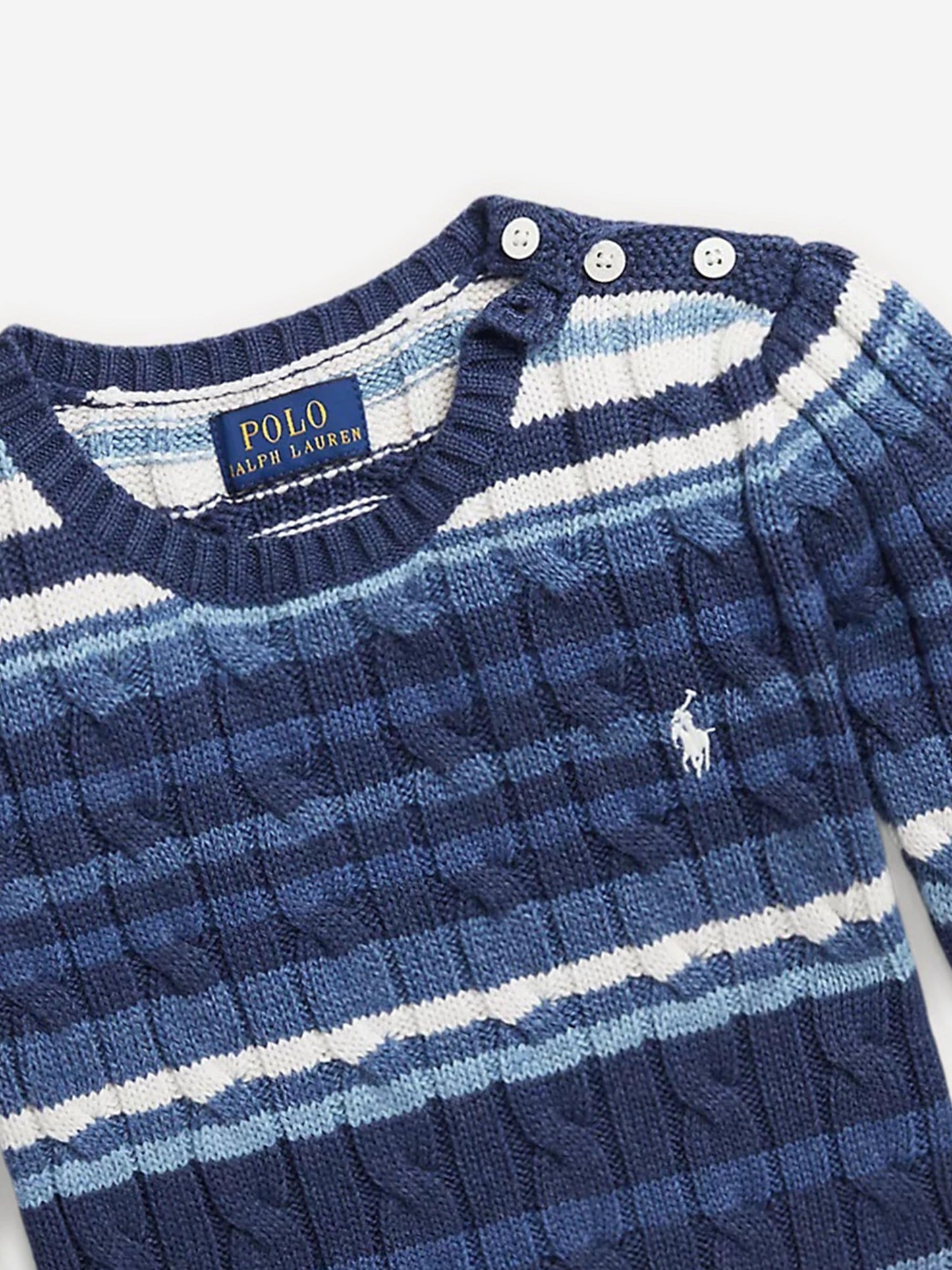 Ralph Lauren 女童蓝色条纹徽标毛衣
