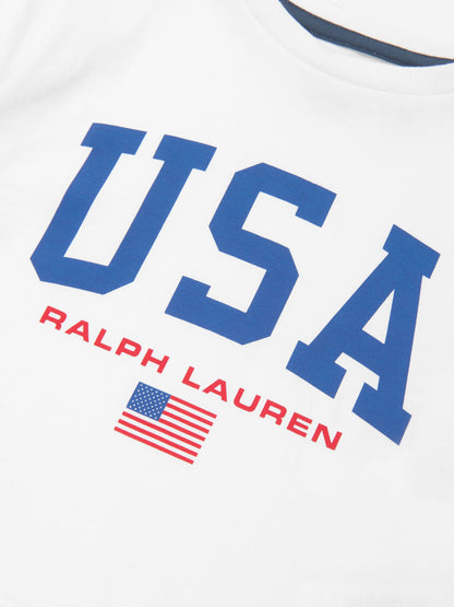 Ralph Lauren 女童美国 T 恤（白色）