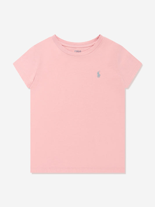 Ralph Lauren 女童粉色徽标 T 恤
