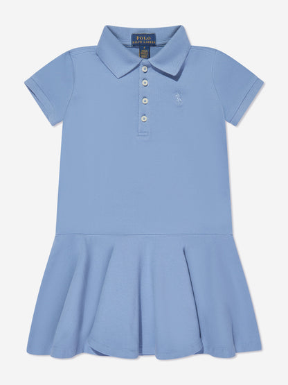 Ralph Lauren 女童蓝色徽标 Polo 连衣裙