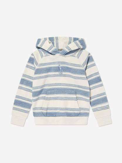 Ralph Lauren 女童蓝色条纹徽标连帽衫