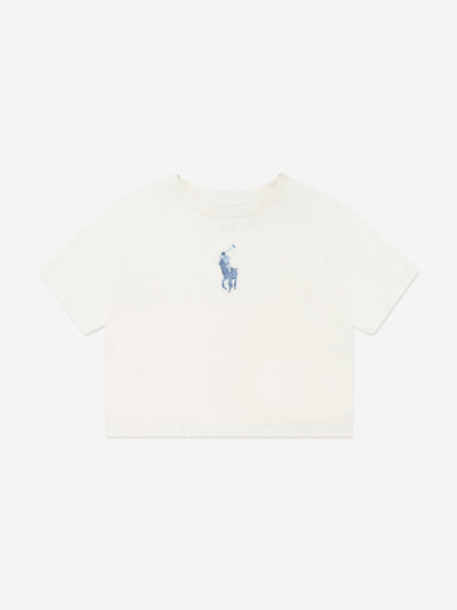 Ralph Lauren 女童白色 Big Pony 徽标 T 恤