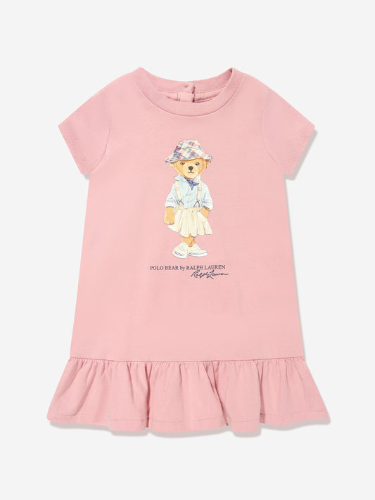 Ralph Lauren 女童粉色小熊针织连衣裙
