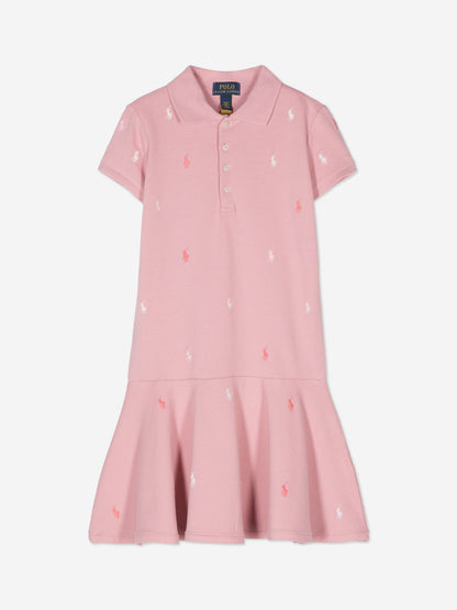 Ralph Lauren 女童粉色徽标 Polo 连衣裙