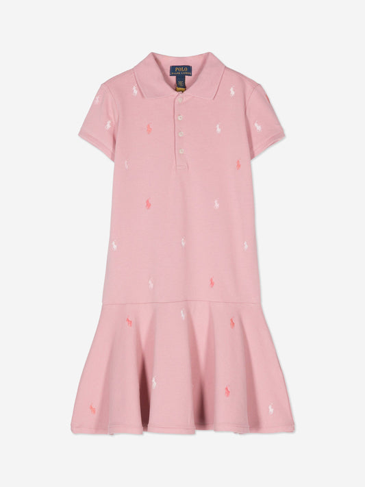 Ralph Lauren 女童粉色徽标 Polo 连衣裙