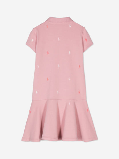Ralph Lauren 女童粉色徽标 Polo 连衣裙