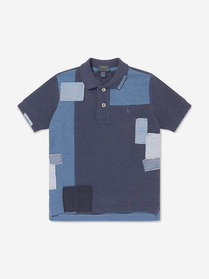 Ralph Lauren 男童蓝色拼布 Polo 衫