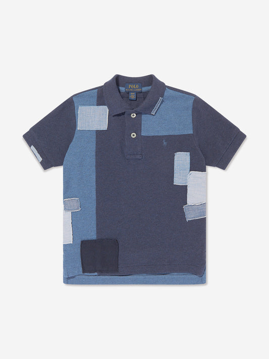 Ralph Lauren 男童蓝色拼布 Polo 衫