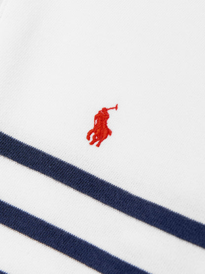 Ralph Lauren 男童白色半拉链条纹运动衫