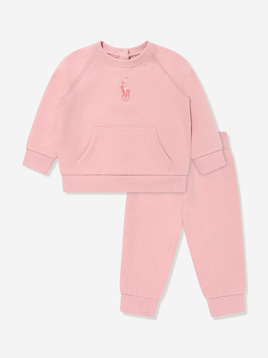 Ralph Lauren 女婴粉色徽标运动服