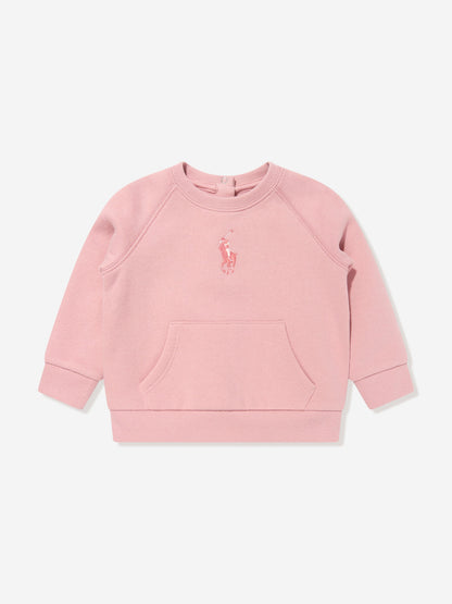 Ralph Lauren 女婴粉色徽标运动服