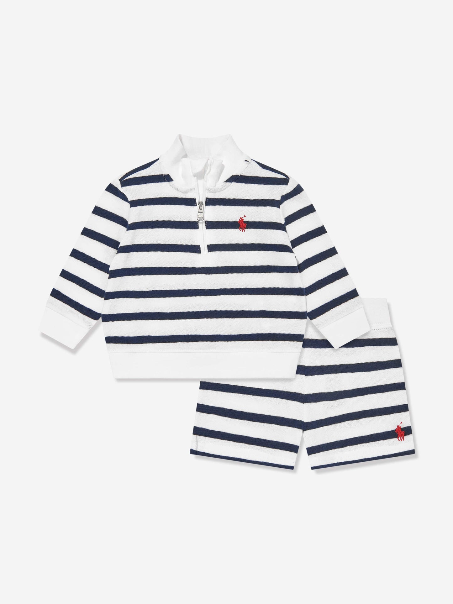Ralph Lauren 男童条纹短裤套装（白色）