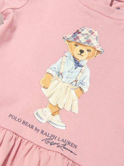 Ralph Lauren 女婴粉色小熊针织连衣裙