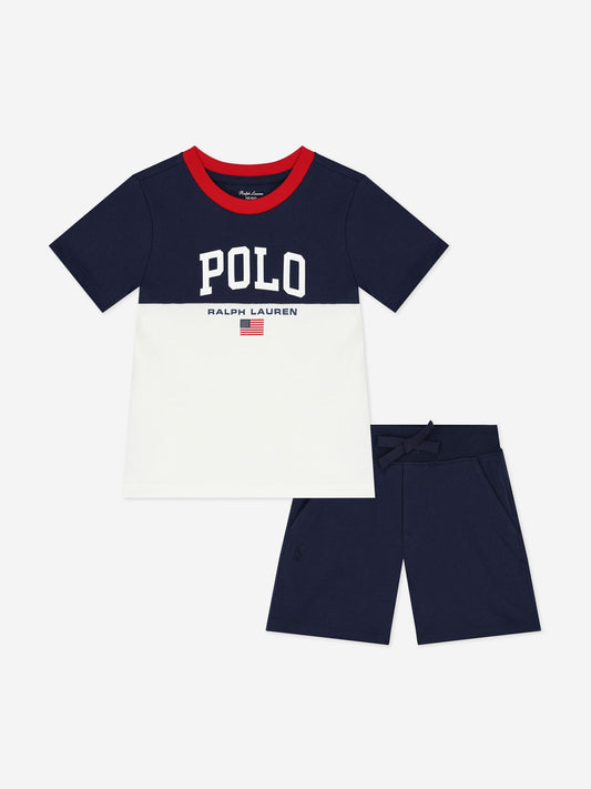 Ralph Lauren 男童 Polo 短裤套装（白色）