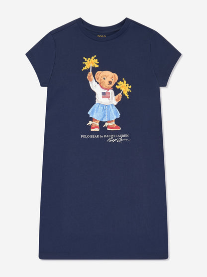 Ralph Lauren 女童海军蓝 Sparkle Bear 针织连衣裙