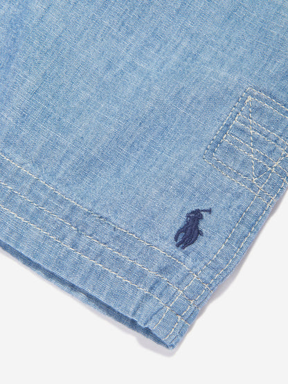 Ralph Lauren 男童蓝色 Chambray 橄榄球短裤
