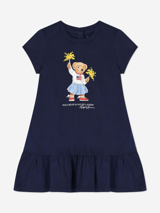 Ralph Lauren 女童海军蓝小熊针织连衣裙