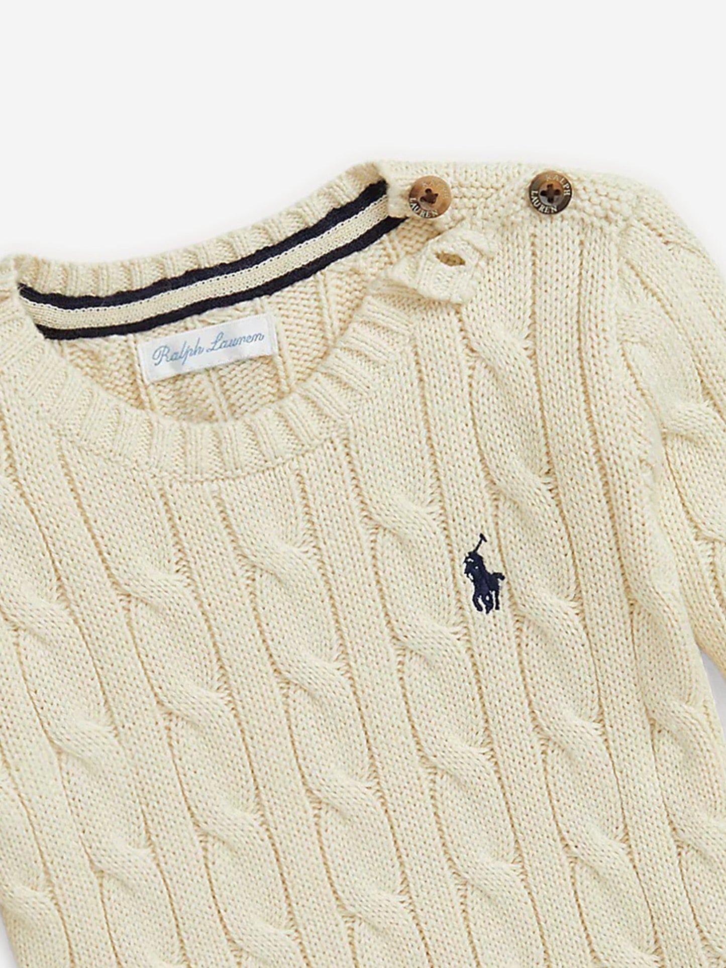 Ralph Lauren 男婴象牙色粗针织套衫
