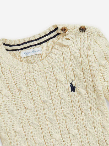 Ralph Lauren 男婴象牙色粗针织套衫