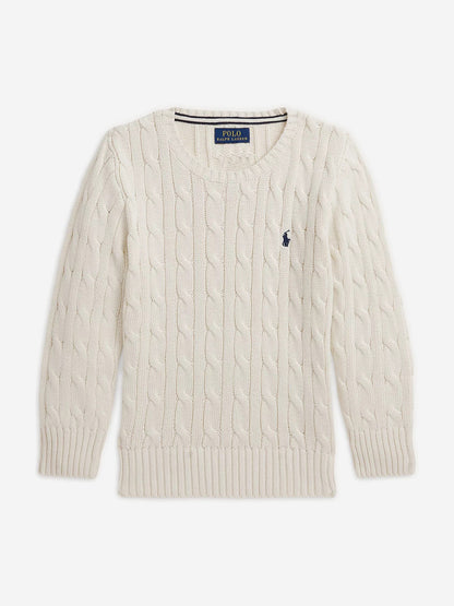 Ralph Lauren 男童象牙色粗针织套衫