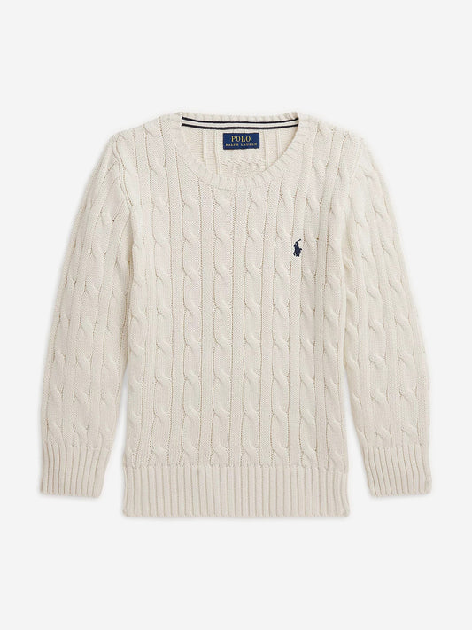 Ralph Lauren 男童象牙色粗针织套衫