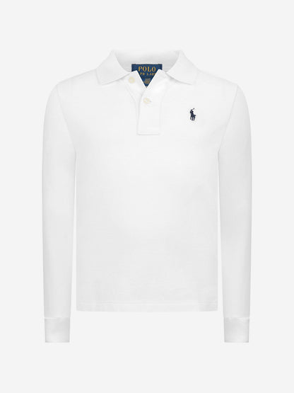Ralph Lauren Boys Long Sleeve Polo Shirt in White
