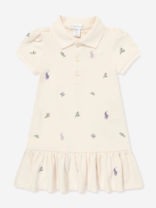 Ralph Lauren Baby Girls Polo Dress in Ivory