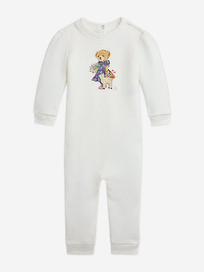 Ralph Lauren Baby Girls Bear Romper in Ivory