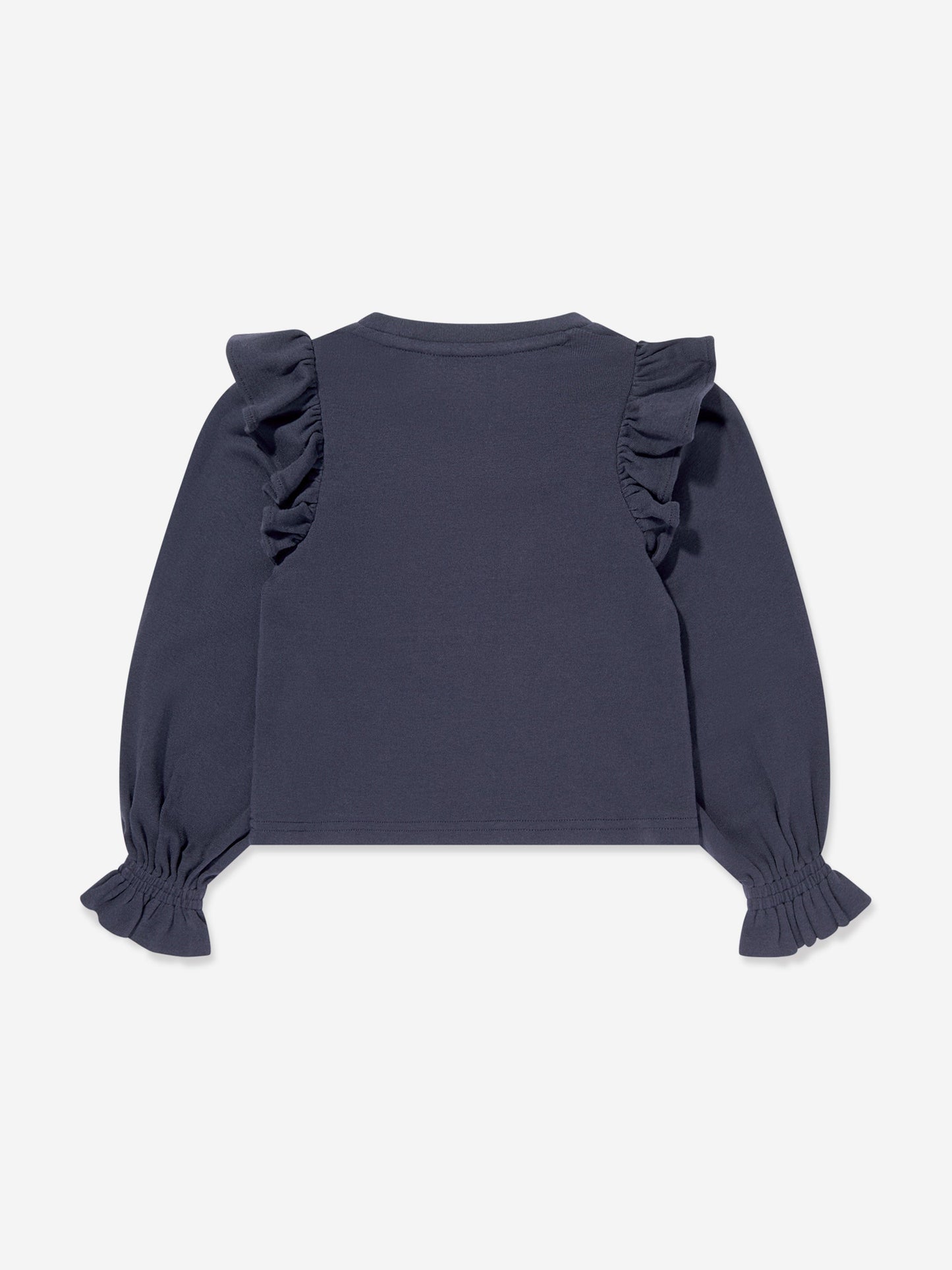 Ralph Lauren Girls Long Sleeve Ruffle T-Shirt in Navy