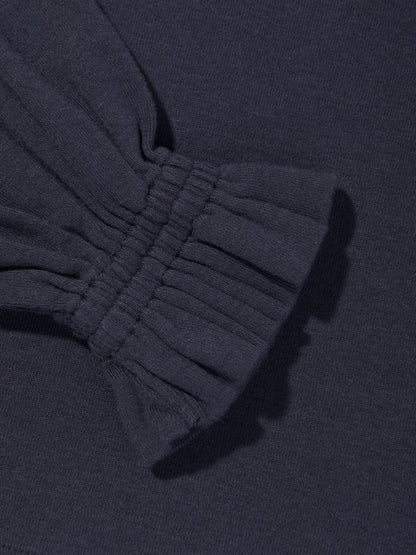 Ralph Lauren Girls Long Sleeve Ruffle T-Shirt in Navy