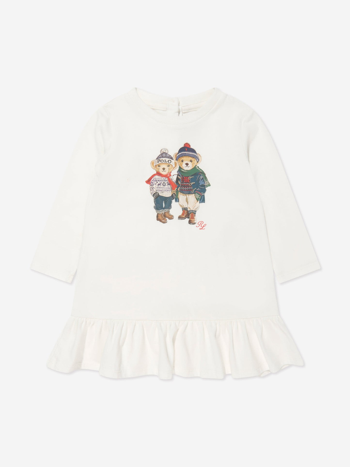Ralph Lauren Baby Girls Bear Dress in Ivory