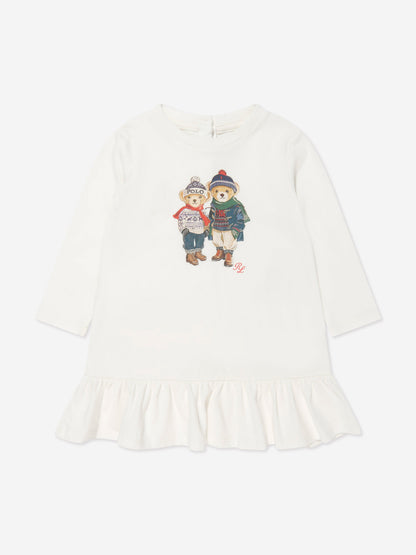 Ralph Lauren Baby Girls Bear Dress in Ivory