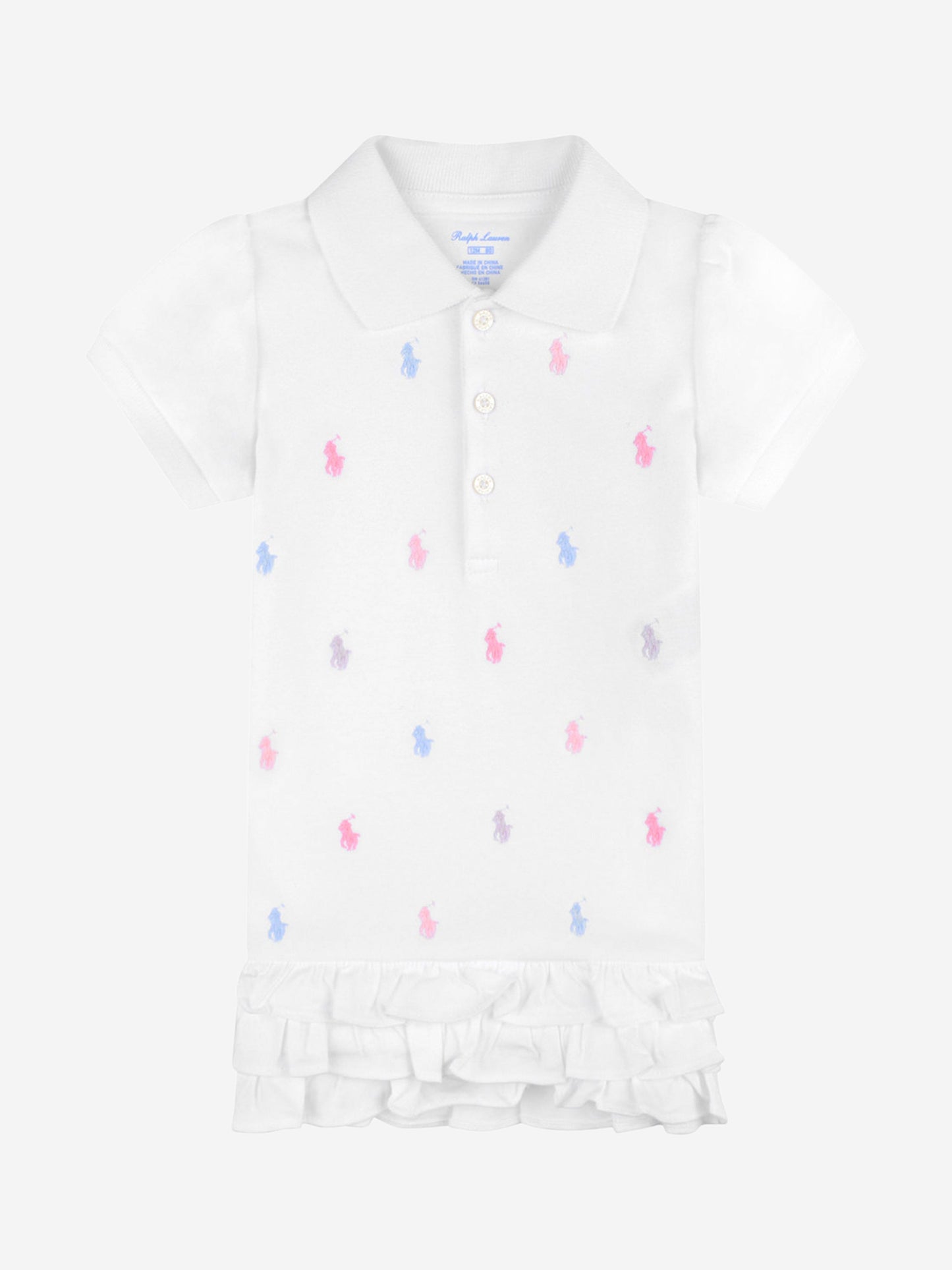 Ralph Lauren Baby Girls Schiffli Polo Dress in White