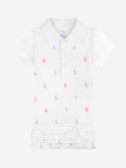 Ralph Lauren Baby Girls Schiffli Polo Dress in White