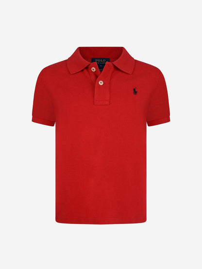 男童红色棉质 Polo 衫