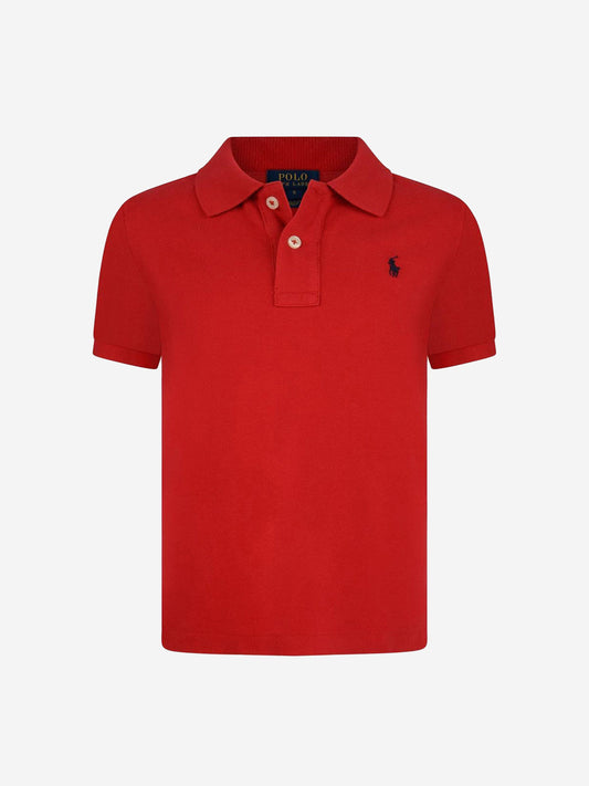 男童红色棉质 Polo 衫