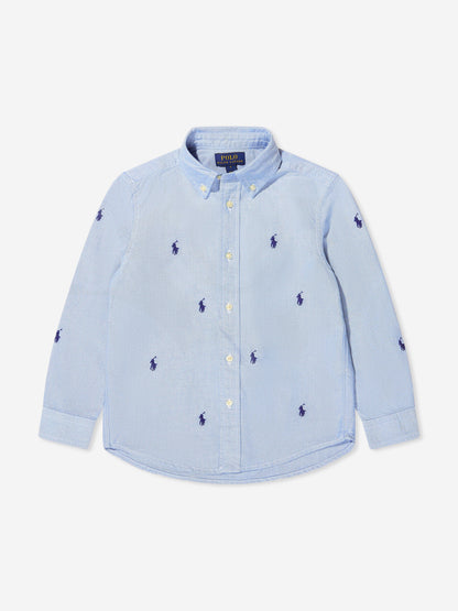 Ralph Lauren 男童蓝色徽标衬衫