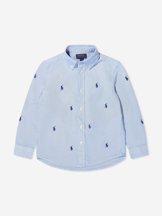Ralph Lauren 男童蓝色徽标衬衫