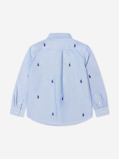 Ralph Lauren 男童蓝色徽标衬衫