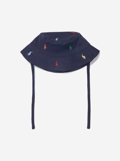 Ralph Lauren Baby Boys Logo Sun Hat in Navy