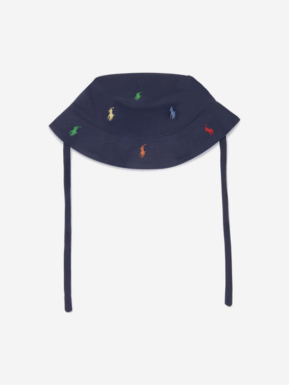 Ralph Lauren Baby Boys Logo Sun Hat in Navy