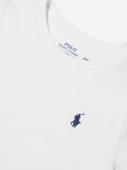Ralph Lauren 女童白色徽标 T 恤