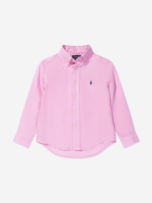 Ralph Lauren 男童亚麻徽标衬衫（粉色）