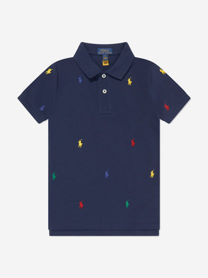 男童海军蓝徽标 Polo 衫