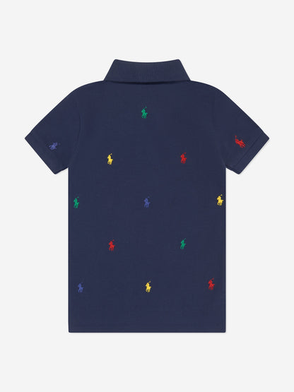 男童海军蓝徽标 Polo 衫