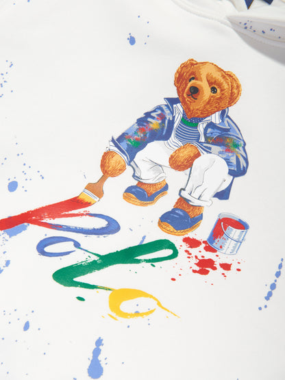 男童白色 Polo Bear 连帽衫