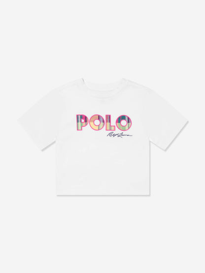 女孩白色 Polo T 恤