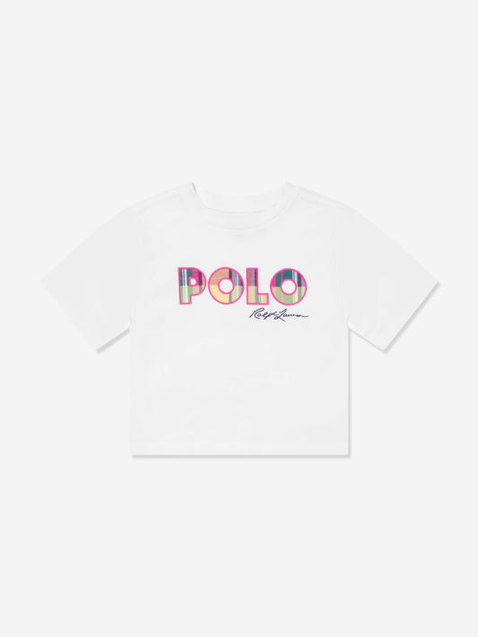 女孩白色 Polo T 恤