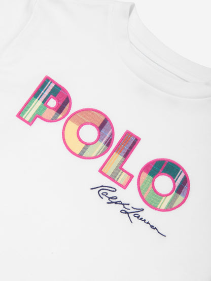 女孩白色 Polo T 恤