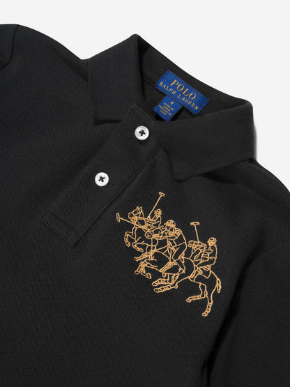 男童黑色长袖 Polo 衫